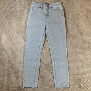 J Crew Womens 26 Denim Jeans Blue White Striped Mercantile Skinny Crop High Rise